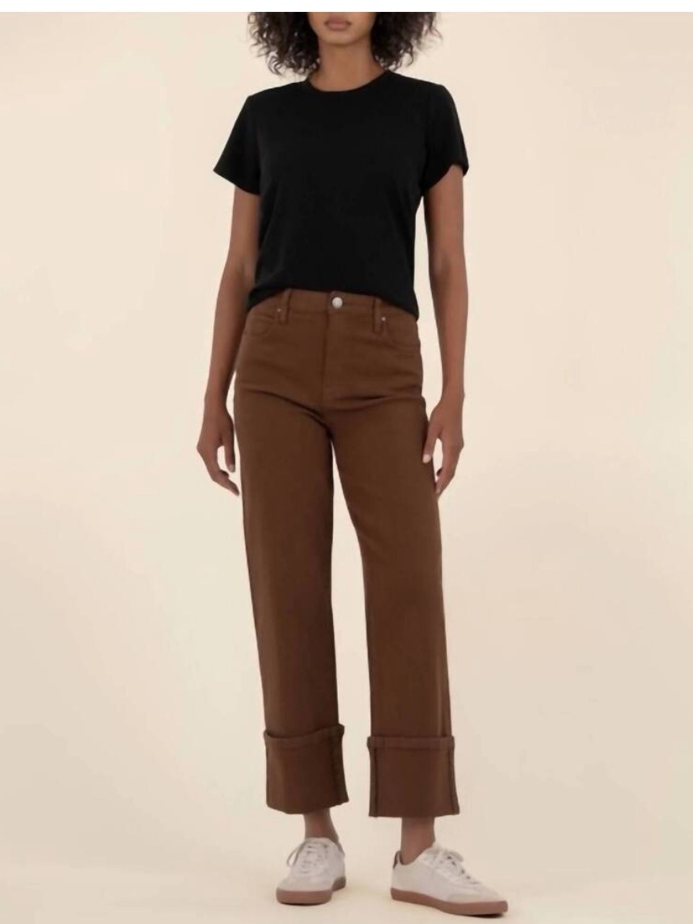 Kut From The Kloth Sienna Pants Womens 16 Cafe High Rise Straight Leg Cuffed